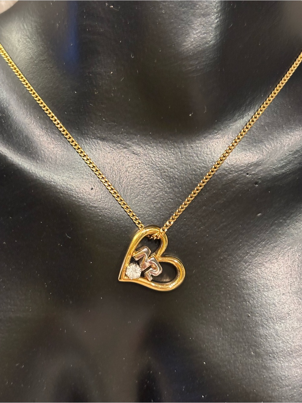 Nina Ricci Two-Tone Heart Pendant Necklace with Accent Stone, VGVC